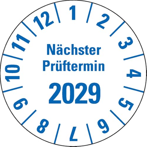 Dreifke® Prüfplakette Nächster Prüftermin 2029, weiß, Folie, mit Spezialkleber, Ø 35mm, 10/Bogen von Dreifke