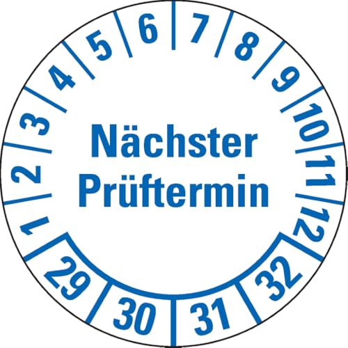 Dreifke® Prüfplakette Nächster Prüftermin 29-32, weiß, Folie, Spezialkleber, Ø 25mm, 500/Rolle von Dreifke