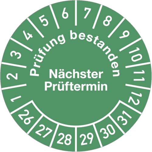 Dreifke® Prüfplakette Prüfung bestanden... 2026-2031, Folie, Ø 30 mm, 10 Stück/Bogen von Dreifke