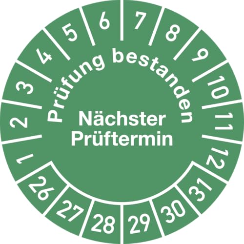 Dreifke® Prüfplakette Prüfung bestanden... 2026-2031, Folie, Ø 30 mm, 10 Stück/Bogen von Dreifke
