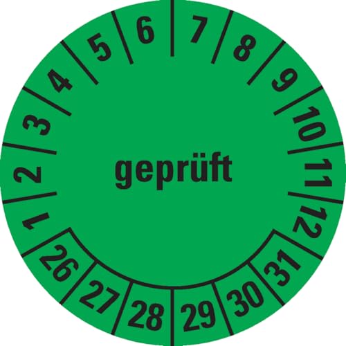 Dreifke® Prüfplakette geprüft 26-31, grün, Folie, ablösbar, Ø 20mm, 500/Rolle von Dreifke