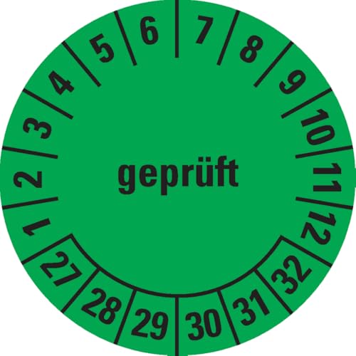 Dreifke® Prüfplakette geprüft 27-32, grün, Folie, ablösbar, Ø 30mm, 500/Rolle von Dreifke