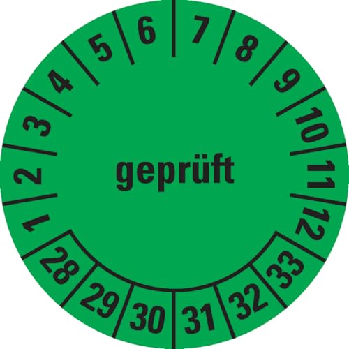 Dreifke® Prüfplakette geprüft 28-33, grün, Folie, ablösbar, Ø 20mm, 500/Rolle von Dreifke