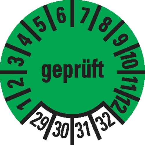 Dreifke® Prüfplakette geprüft 29-32, grün, Dokumentenfolie, Ø 10mm, 1000/Rolle von Dreifke