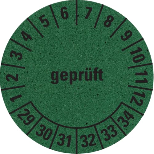 Dreifke® Prüfplakette geprüft 29-34, grün, Graspapier, selbstklebend, Ø 30mm, 500/Rolle von Dreifke