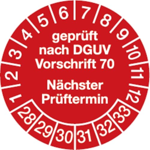 Dreifke® Prüfplakette geprüft nach DGUV Vorschrift 70 nächster P - 30 mm Folie selbstklebend, 10St von Dreifke