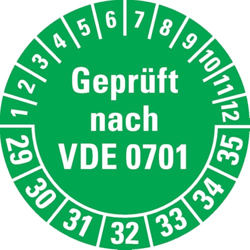 Dreifke® Prüfplakette geprüft nach VDE 0701, 29-35, grün, Dokumentenfolie, Ø30mm, 500/Rolle von Dreifke