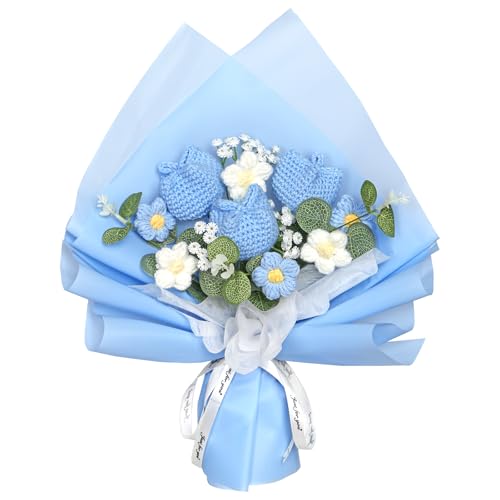 Dremisland Häkeln Blumenstrauß Künstliche Tulpen Blumen Kunstblumen Bouquet Häkelblumen Gestrickte Gehäkelte Fake Blumen Pflanzen Gestrickte Geschenk Blumenstrauß für Muttertag Freunde Familie von Dremisland
