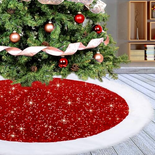 Dremisland Pailletten-Weihnachtsbaumrock, 91,4 cm, luxuriöser Kunstfell-Baumrock, Plüsch, Weihnachtsdekoration, dicker Samt, glitzernde Weihnachtsbaummatten, Urlaub, Neujahr, Zuhause, Party-Dekoration Dremisland Pailletten-Weihnachtsbaumrock, 91,4 cm, luxuriöser Kunstfell-Baumrock, Plüsch, Weihnachtsdekoration, dicker Samt, glitzernde Weihnachtsbaummatten, Urlaub, Neujahr, Zuhause, Party-Dekoration von Dremisland