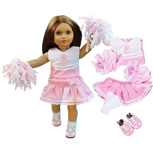 5-teiliges Cheerleader-Uniform-Puppen-Outfit für 45,7 cm große Puppen – Kleidung & Zubehör Set enthält Pompons, Uniform, Socken und Cheer-Schuhe – Sportgeschenke für Mädchen von Dress Along Dolly