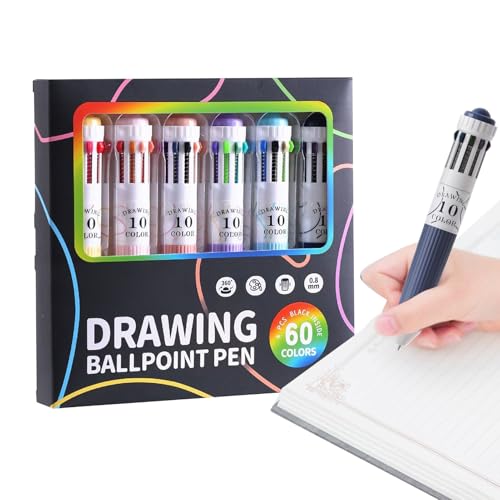 Dreuhuing Kugelschreiber zum Schreiben,6 Stück 10-in-1 Schreibspielzeug,Ausziehbarer Mehrfarbiger Stift - Für Büro Studentenwohnheim Bibliothek Schüler Kinder Geburtstag Party Gastgeschenk Journaling von Dreuhuing