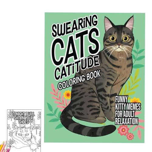 Katzen-Malbuch für Kinder, Sweary Cats Malbuch, Katzenmuster, Malbuch für Erwachsene, Malvorlagen für Stressabbau und Entspannung, niedliches, multifunktionales lustiges Malbuch-Set Katzen-Malbuch für Kinder, Sweary Cats Malbuch, Katzenmuster, Malbuch für Erwachsene, Malvorlagen für Stressabbau und Entspannung, niedliches, multifunktionales lustiges Malbuch-Set von Dreuhuing