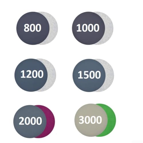 Schleifscheiben-Pads, 75 mm, Körnung 800/1000/1200/1500/2000/3000, rund, Nass-, Trockenschleifscheibe, Nass-, Trockenschleifpapier für Holz, Metall, Polieren (120 Stück) von Drhomeam