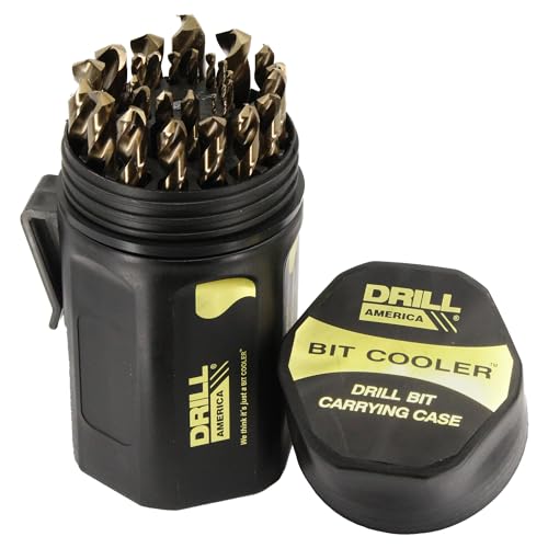 Drill America - D/A29J-CO-PC 29-teiliges M42 Kobaltbohrer-Set im runden Koffer (1/16" - 1/2" x 64ths), D/ACO Serie von Drill America