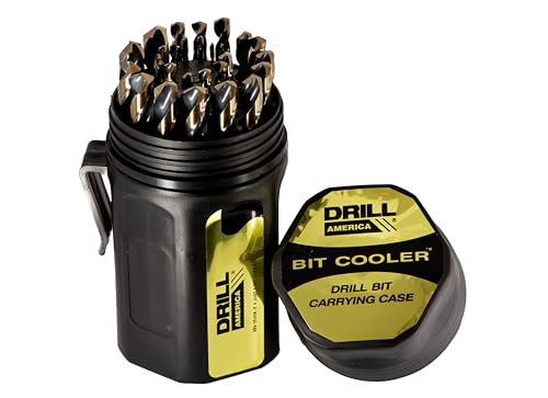 Drill America - KFD29J-PC 29-teiliges Hochleistungs-Schnellarbeitsstahl-Bohrer-Set mit schwarzer und goldener Oberfläche in rundem Koffer (1/16 Zoll – 1/2 Zoll x 64 Stück), KFD-Serie von Drill America
