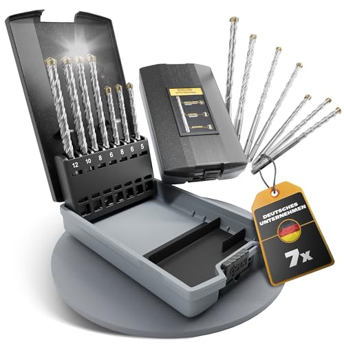 DRILOX SDS Plus Hammerbohrer Set 7-teilig Ø 5-12mm (110/160mm) – Betonbohrer, Steinbohrer für Beton, Stein, Mauerwerk & Ziegel Präzises 4-Schneider Design DRILOX SDS Plus Hammerbohrer Set 7-teilig Ø 5-12mm (110/160mm) – Betonbohrer, Steinbohrer für Beton, Stein, Mauerwerk & Ziegel Präzises 4-Schneider Design von Drilox