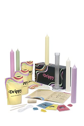 Drippy™ Kerzen-DIY-Set für zu Hause für Anfänger, Kerzen selber machen für Erwachsene. Packungsinhalt: Öko-Sojawachs, Kerzenformen, Farbstoffe, Dochte, Geschenk – Zylinderform von Drippy