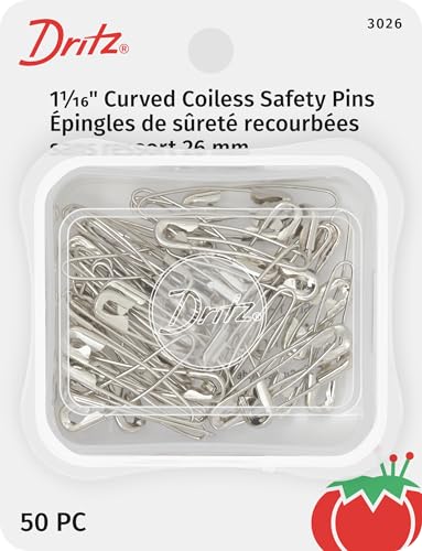 Dritz 1-1/16-Inch Curved Coiless Safety Pins, 50 Count, Nickel-Plated Steel Sicherheitsnadeln, Vernickelter Stahl, Size 1 Dritz 1-1/16-Inch Curved Coiless Safety Pins, 50 Count, Nickel-Plated Steel Sicherheitsnadeln, Vernickelter Stahl, Size 1 von Dritz