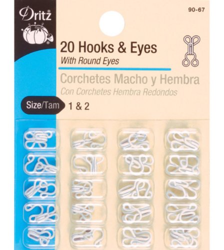 Dritz Hooks Eyes, Size 1 and 2, White, 20 Count Haken und Ösen, Metall, weiß Dritz Hooks Eyes, Size 1 and 2, White, 20 Count Haken und Ösen, Metall, weiß von Dritz