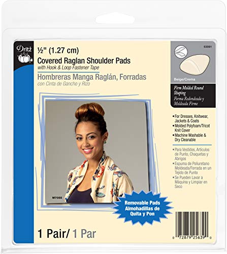 Dritz 1/2" Covered Shoulder Pads Raglan-Schulterpolster mit Klettverschluss, 1,27 cm, Beige, Polyfoam, Natur, 1/2-inch, 2 Dritz 1/2" Covered Shoulder Pads Raglan-Schulterpolster mit Klettverschluss, 1,27 cm, Beige, Polyfoam, Natur, 1/2-inch, 2 von Dritz