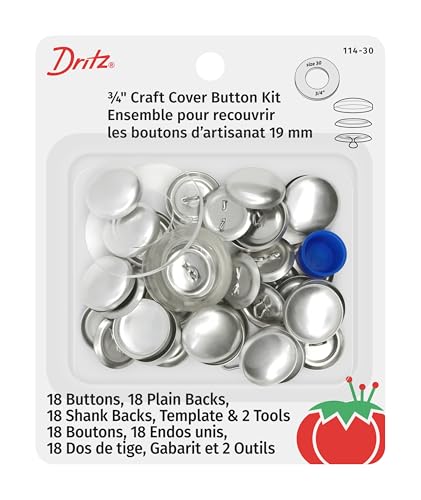 Dritz 114-30 Abdeckknopf-Set mit Werkzeug, Größe 30-3/4 Zoll, 18 Sets von Dritz