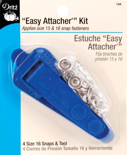 Dritz 16K Druckknöpfe Easy Attacher Kit, Nickel, 15 (3/8-Inch) & Size 16 (7/16-Inch) von Dritz