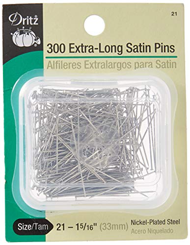 Dritz 21 Extra-Long Satin Pins Gerade Stifte, Metall, nickel, 1-5/16-Inch, 300 stück von Dritz