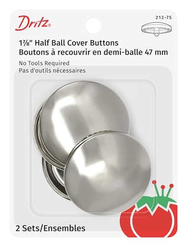 Dritz 213-75 Halbkugel-Abdeckknöpfe, Metall, Nickel, Size 75 (1-7/8-Inch), 2 von Dritz