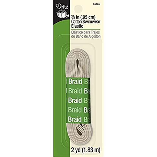 Dritz 3/8" Cotton Swimwear Elastic, Natural Geflochtenes, elastisches, Baumwolle, Natur, Each, 6 von Dritz