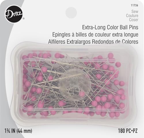 Dritz 4,5 cm Farbe, 180 Stück, rosa, extra Lange Kugelnadeln Dritz 4,5 cm Farbe, 180 Stück, rosa, extra Lange Kugelnadeln von Dritz