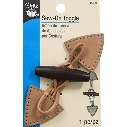 Dritz 454-58 Knebelknopf zum Aufnähen, Holz Leder, Hellbraun, Sew-On Toggle von Dritz