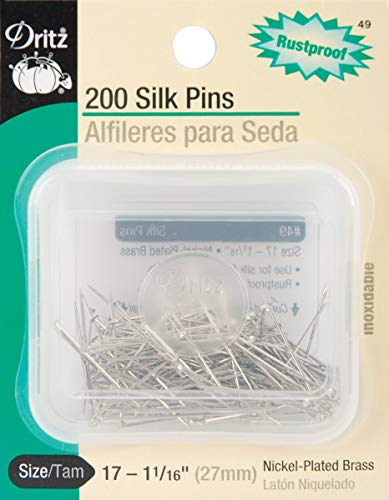 Dritz 49 Silk Pins, Nickel-Plated Brass, 1-1/16-Inch (200-Count) von Dritz