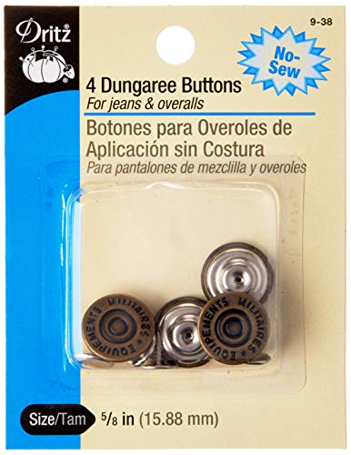 Dritz 5/8" Dungaree Buttons, 4 pc Latzhosen-Knöpfe, Messing antik-Optik, 5/8-Inch, 4 von Dritz