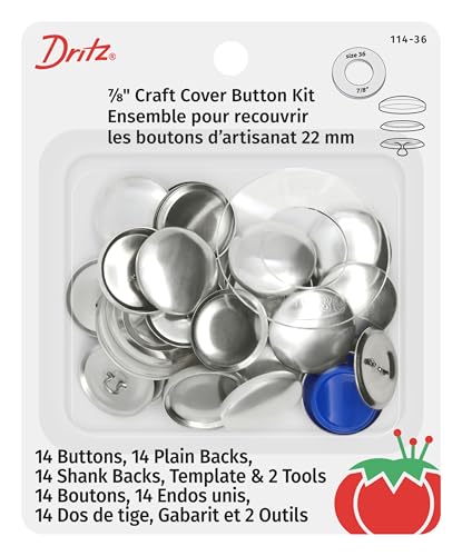 Dritz 7/8" Craft Cover Button Kit Knopf-Set, Nickel, Size 36 (7/8-Inch), 14 von Dritz