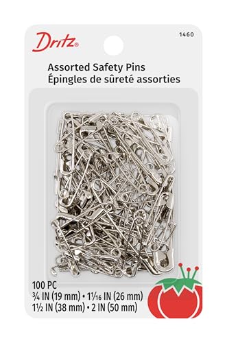 Dritz 81362 Safety Pins Sicherheitsnadeln, Legierter, Vernickelter Stahl, Assorted Sizes, 100 stück von Dritz