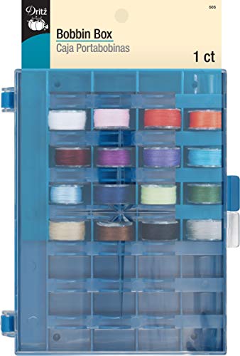 Dritz 85208 Box Spulenbox, Kunststoff, blau, 32 Bobbins von Dritz
