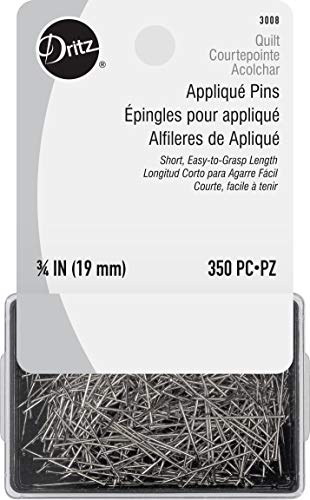 Dritz 86738 Applikationsnadeln mit wiederverwendbarer Aufbewahrungsbox, 350 Stück, vernickelter Stahl Anstecknadeln, Legierter, Nickel, 3/4" (19 mm) von Dritz