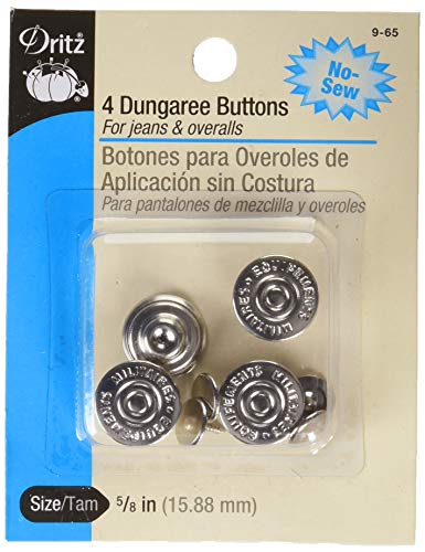 Dritz 9–65 Latzhosen-Knöpfe, Nickel, 1,6 cm, 4 Stück von Dritz