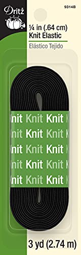 Dritz 9314B Strickgummi, 0,6 cm x 2,7 m, Schwarz Elastisches Strickgewebe, 1/4-Inch by 3-Yard von Dritz