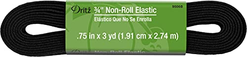 Dritz 9506B 3/4" Non-Roll Elastic, 3-Yards Long, Black Nicht rollendes Gummiband, Gummi, Schwarz, 3 yd von Dritz