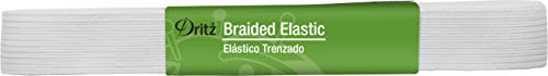 Dritz 9534W 3/4" Braided Elastic, 3-Yards Long, White Geflochtene, Gummi, Weiss/opulenter Garten, 9 Foot (Pack of 1), 9 Fuß von Dritz