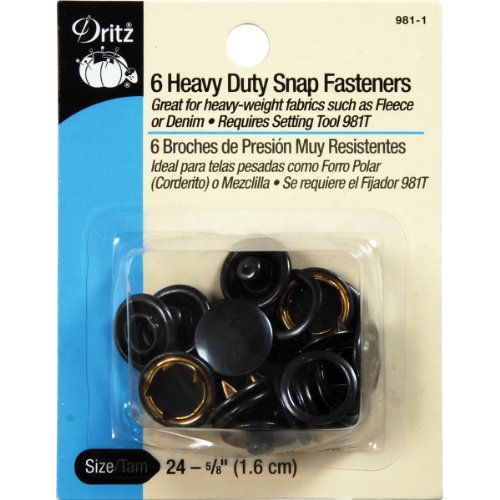 Dritz 981-1 Robuste Druckknöpfe, Fleece, Schwarz, Size 24 (5/8-Inch), 6 von Dritz