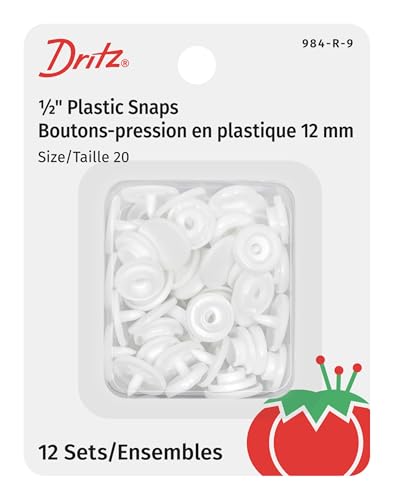 Dritz 984-R-9 Kunststoff-Druckknöpfe, rund, Weiss/opulenter Garten, Size 20 (1/2-Inch), 12 stück von Dritz