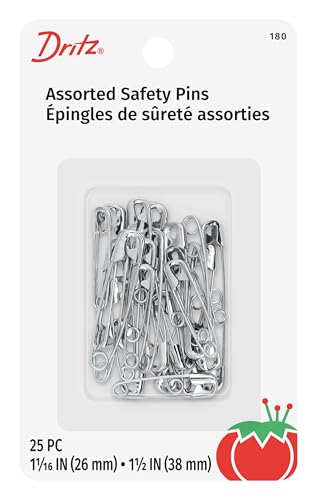 Dritz Assorted Safety Pins Sicherheitsnadeln, Legierter Stahl, Nickel, Size 1 & 2 von Dritz