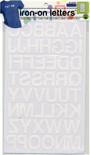 Dritz BL100HWT Bügelbuchstaben Soft Flock, Block, 2,5 cm, Weiß (1 Blatt) von Dritz