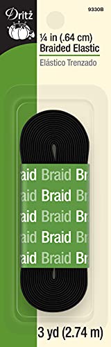 Dritz Braided Elastic, 1/4-Inch x 3-Yards, Black Geflochtenes Gummiband, Textil, Schwarz, by Dritz Braided Elastic, 1/4-Inch x 3-Yards, Black Geflochtenes Gummiband, Textil, Schwarz, by von Dritz