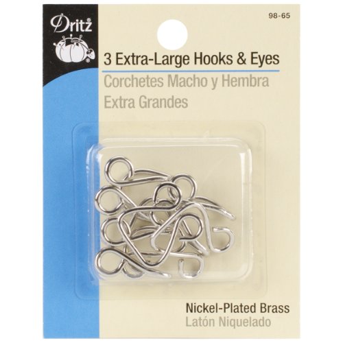 Dritz Extra große Haken und Ösen, vernickeltes Messing, 3 Stück von Dritz