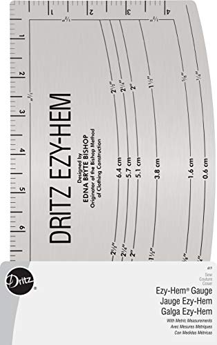 Dritz Ezy Hem Gauge Saummesser, Nickel mit schwarzem Aufdruck, 1 Pack von Dritz
