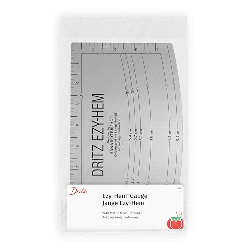 Dritz Hem Gauge Ezy-Saumlehre, 12,7 x 22,9 cm, Kunststoff, Nickel mit schwarzem Druck, 1 Packung von Dritz