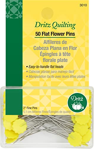Dritz Flat Flower Pins Flache Blumennadeln, gelb, 50 von Dritz